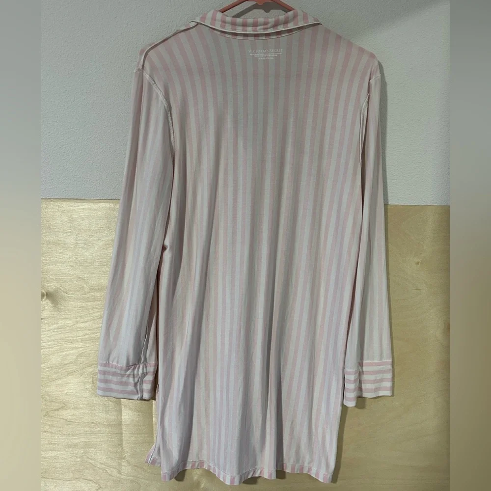 Victoria’s Secret Modal Soft Button-Front Sleepshirt Pretty Blossom Stripes S - Picture 5 of 13